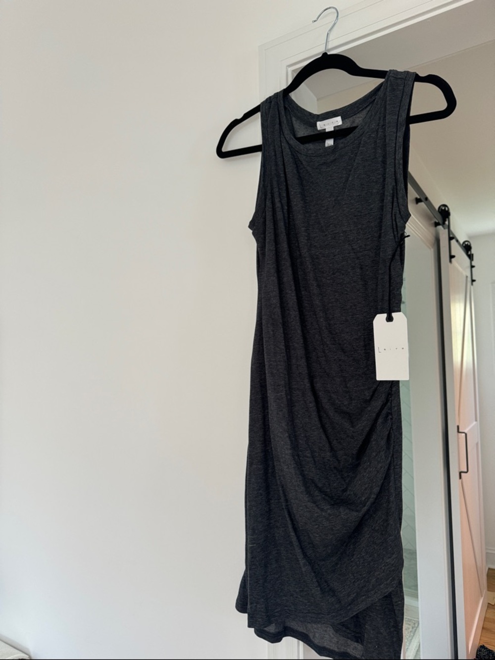 Leith Charcoal Sleeveless Midi Tank Dress